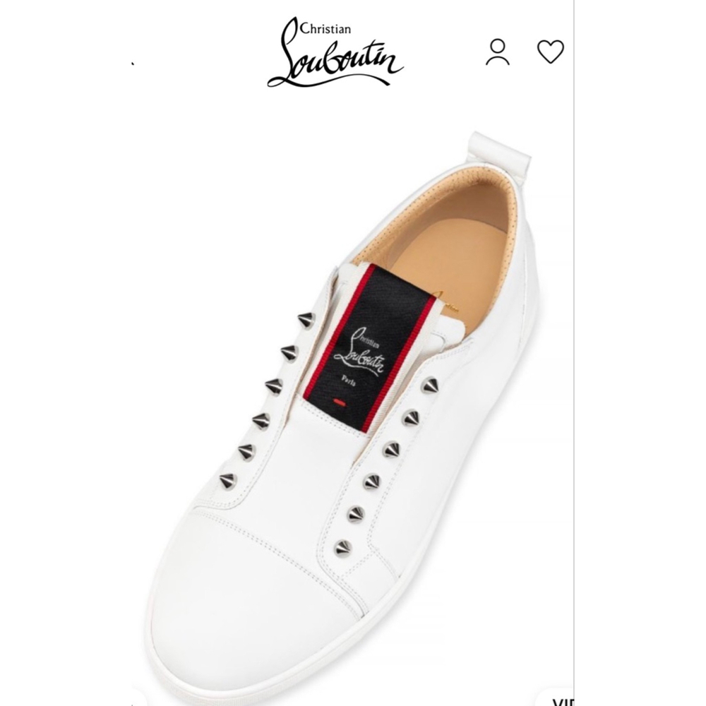 New Christian Louboutin F.A.V Fique A Vontade White Red Sneakers 7.5 - Picture 3 of 5